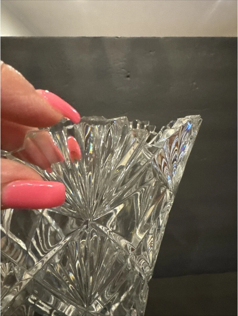 Stunning Mikasa VICEROY Flair Vase 13.75” Clear Cut Lead Crystal Czech Republic